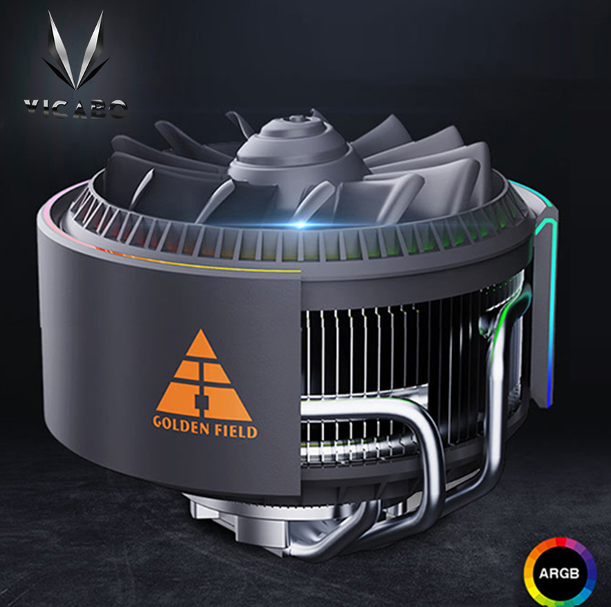 The rear view of VICABO ARGB Lighting CPU Cooler. The VICABO logo on the top left.